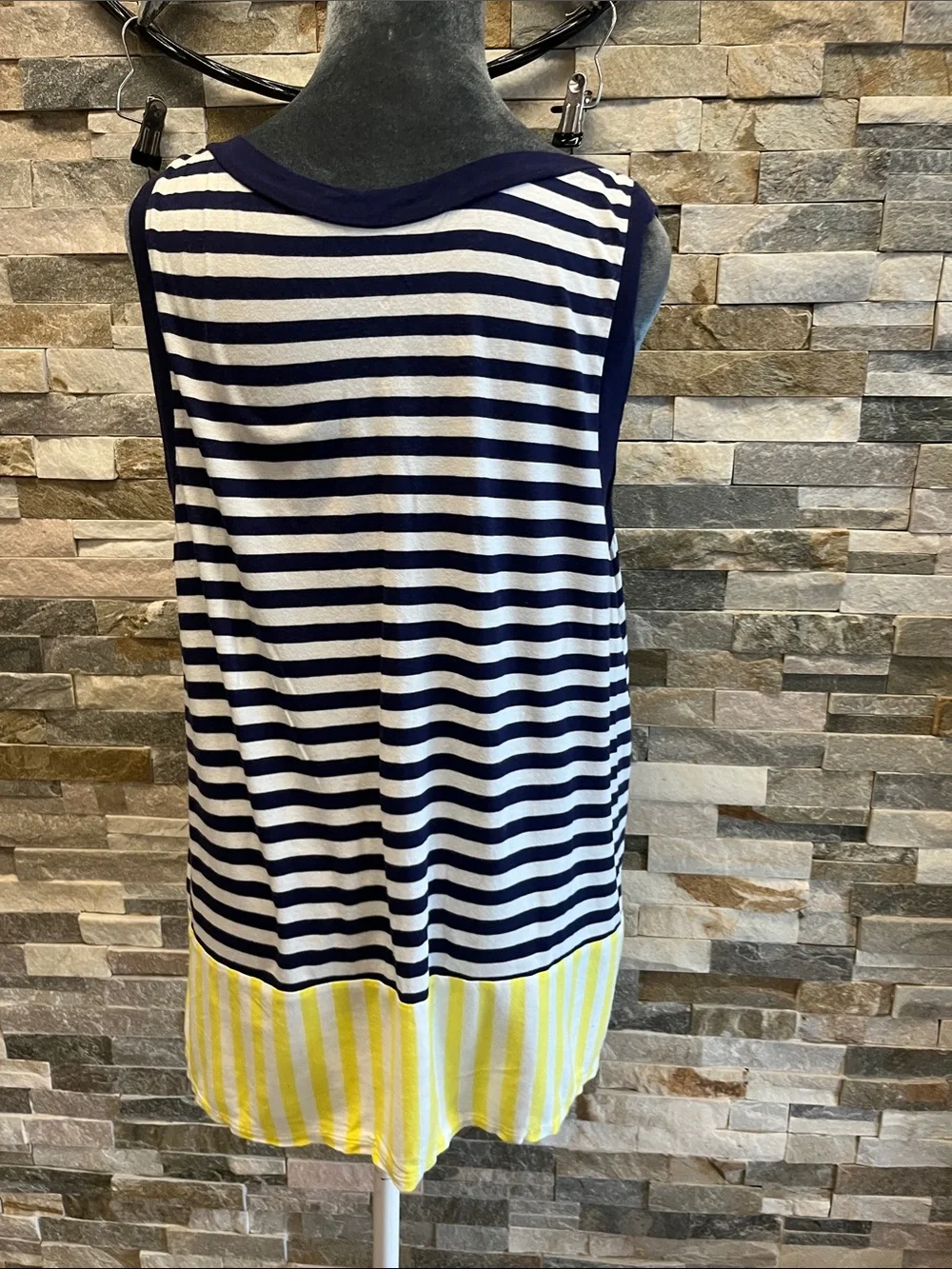 kate spade Navy, White & Yellow Striped Sleeveless Tank